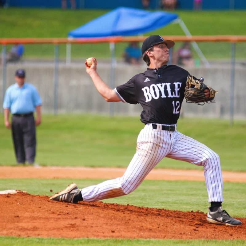 Baseball player pitching