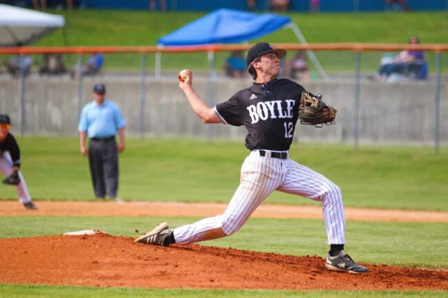 Baseball player pitching